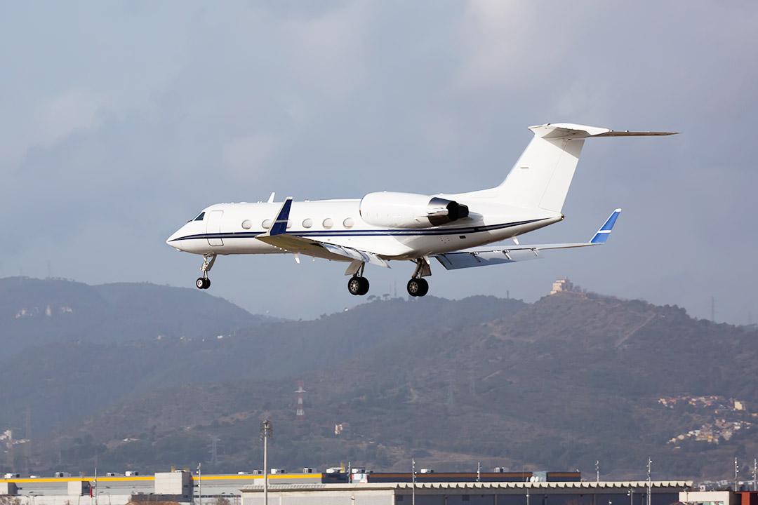 An air ambulance about to land