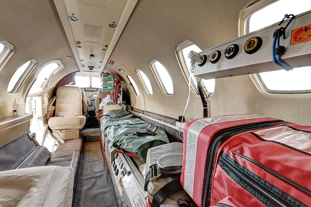 The interior of an air ambulance