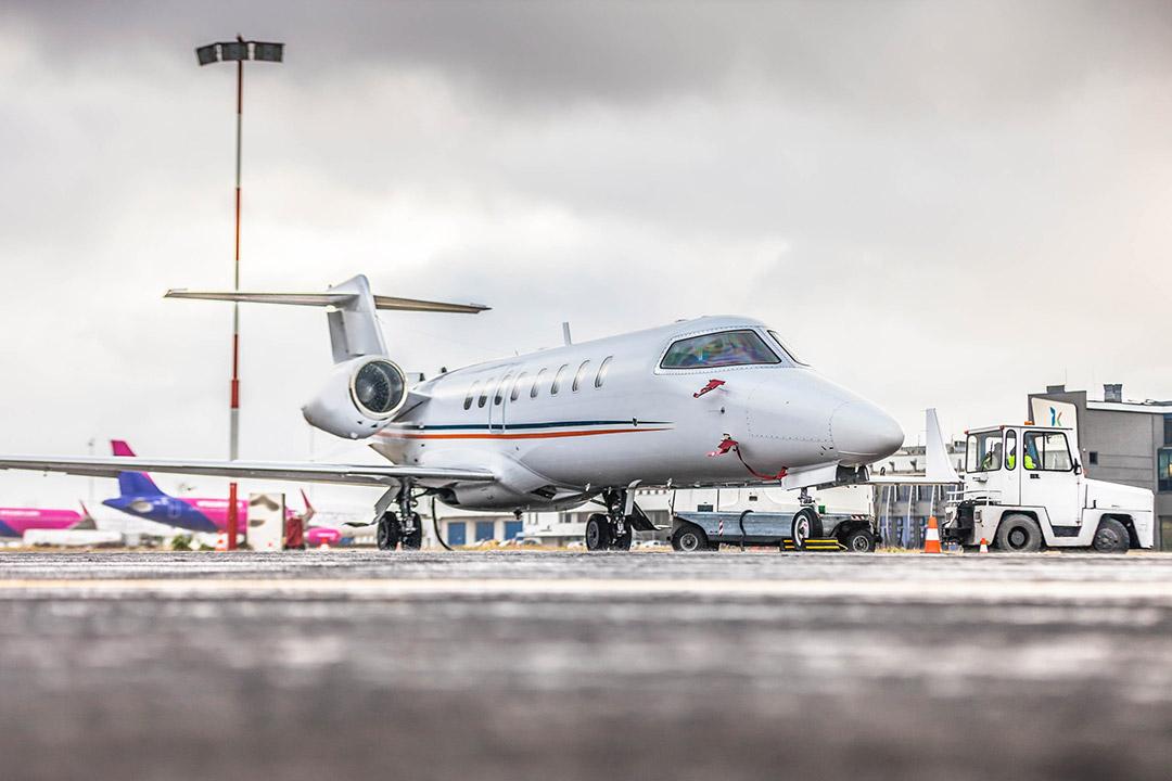 An air ambulance on the tarmac