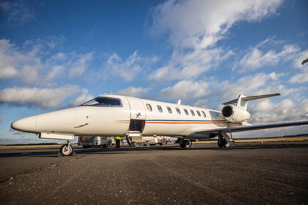 A medical jet on the tarmac