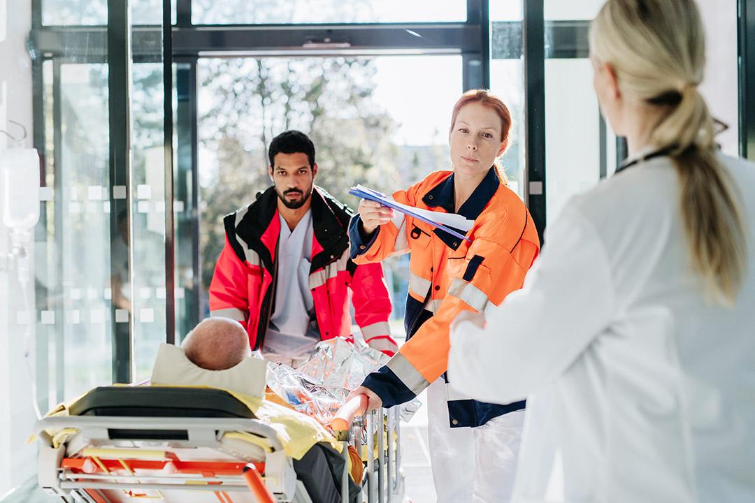 Patient being transported on a stretcher