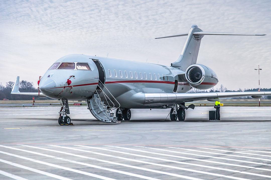 An air ambulance on the tarmac