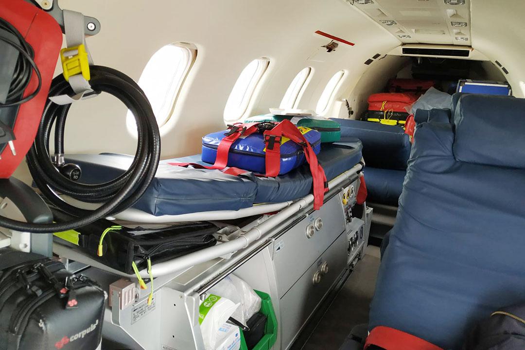 The interior of an air ambulance